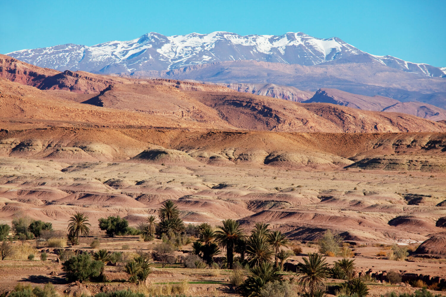 Atlas Mountains in Morocco with stunning landscapes and clear blue sky