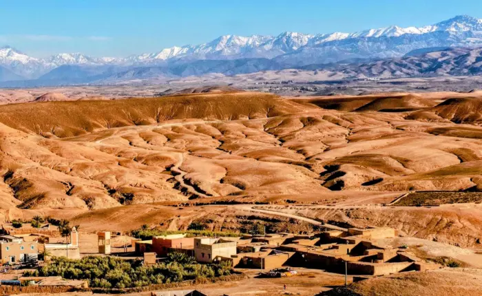 Authentic Berber village and wide landscapes in Agafay Desert Morocco Agafay Desert tour