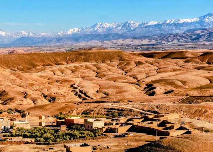 Authentic Berber village and wide landscapes in Agafay Desert Morocco Agafay Desert tour