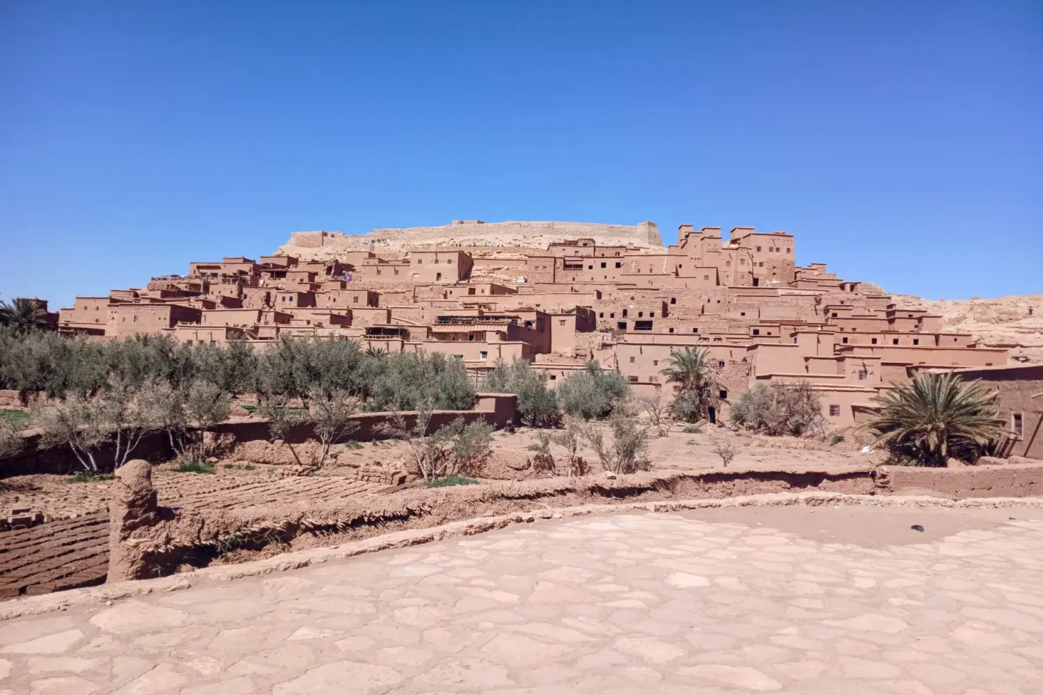 Ait Ben Haddou Kasbah UNESCO site in ouarzazat morocco during the 8 days Morocco tour from Tangier to Marrakech