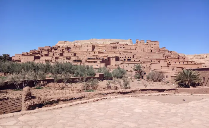Ait Ben Haddou Kasbah UNESCO site in ouarzazat morocco during the 8 days Morocco tour from Tangier to Marrakech