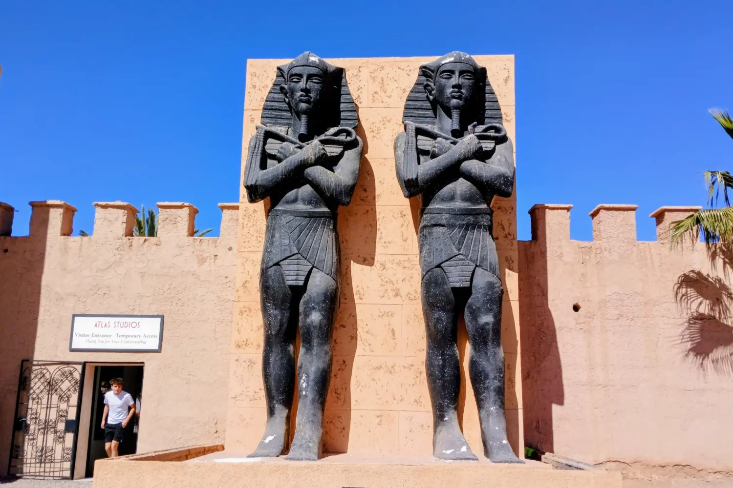 Statues at the entrance of Atlas Studios in Ouarzazate Morocco.