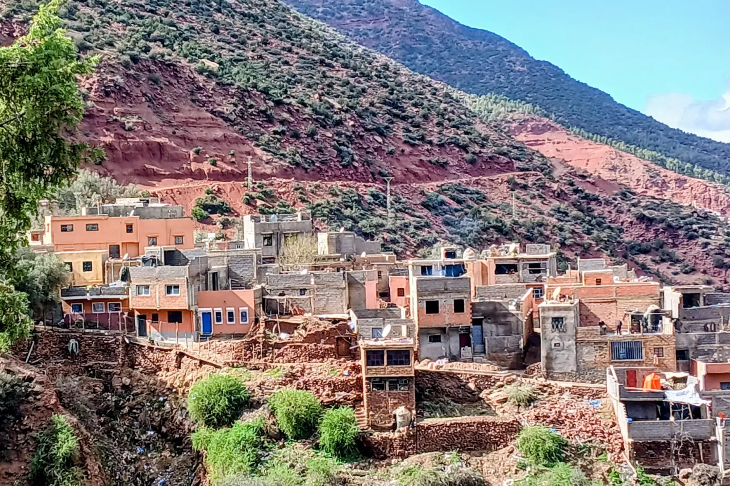 berber vellage in the alas mountain near marrakech Berber village in the Atlas Mountains valley during 5 Day Marrakech Tour with Essaouira And Ourika Valley through traditional villages and mountain landscapes.
