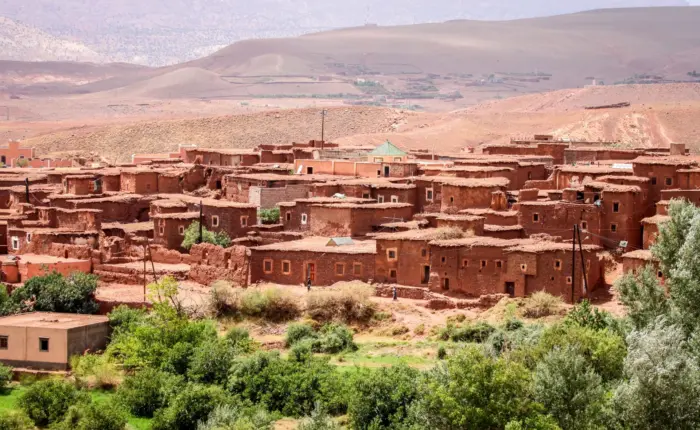 Berber villages on the high atlas mountains