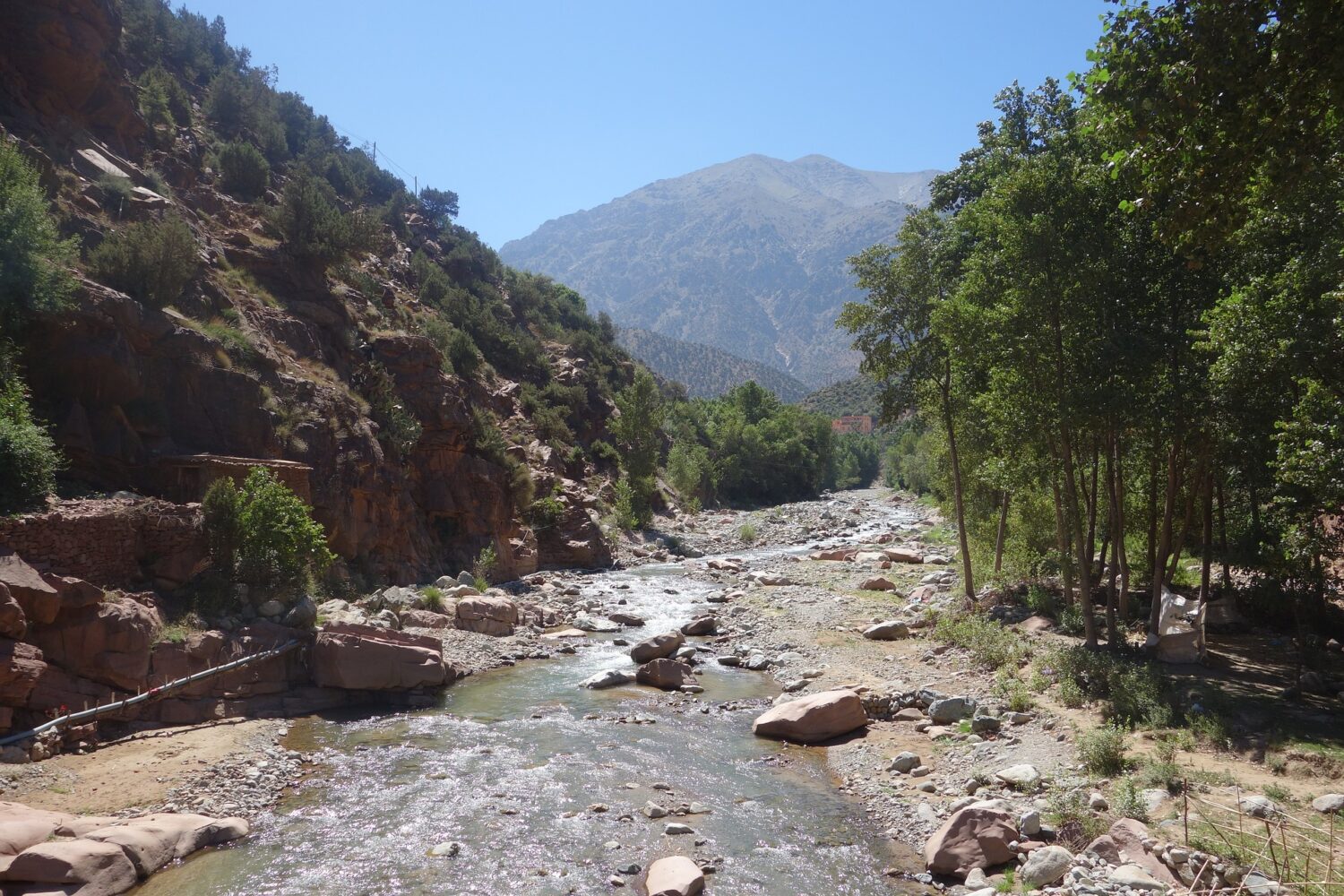 Scenic view of the High Atlas Mountains with a flowing river