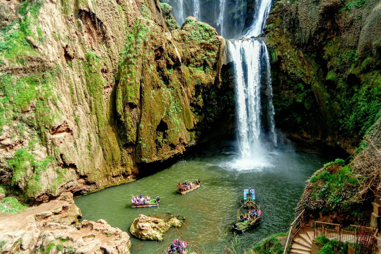 Ouzoud Waterfalls cascading into the river in Azilal Morocco