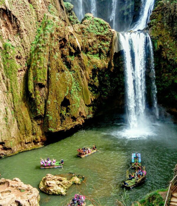 Ouzoud Waterfalls cascading into the river in Azilal Morocco