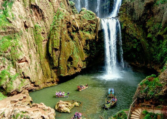 Ouzoud Waterfalls cascading into the river in Azilal Morocco