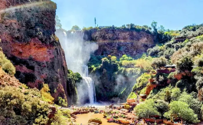 panoramic waterfall view of the highiest waterfalls of ouzoud