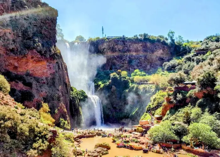 panoramic waterfall view of the highiest waterfalls of ouzoud