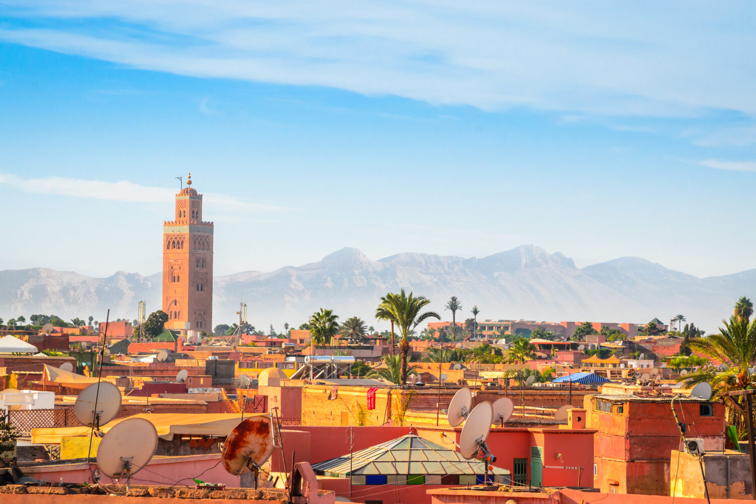 Panoramic view of Marrakech Medina and Koutoubia Mosque during a Marrakech Guided Tour