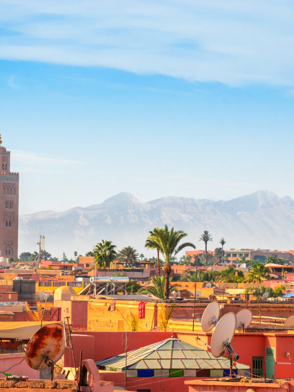 Panoramic view of Marrakech Medina and Koutoubia Mosque during a Marrakech Guided Tour