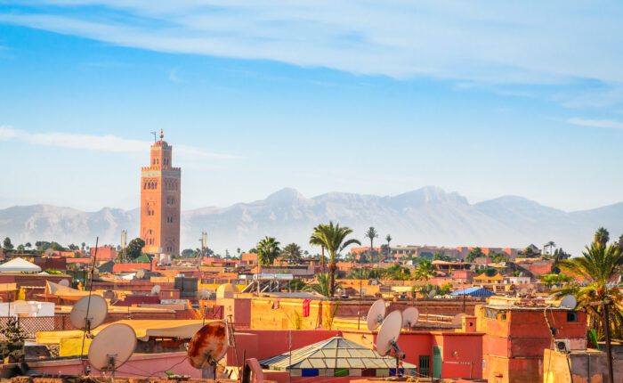 Panoramic view of Marrakech Medina and Koutoubia Mosque during a Marrakech Guided Tour