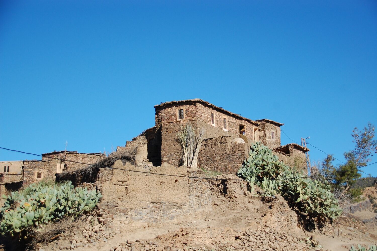 Traditional Berber house in the High Atlas Mountains near Imlil Valley, Morocco
