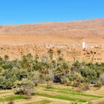 View of Tinghir city and Todra oasis in the Atlas Mountains, Morocco.