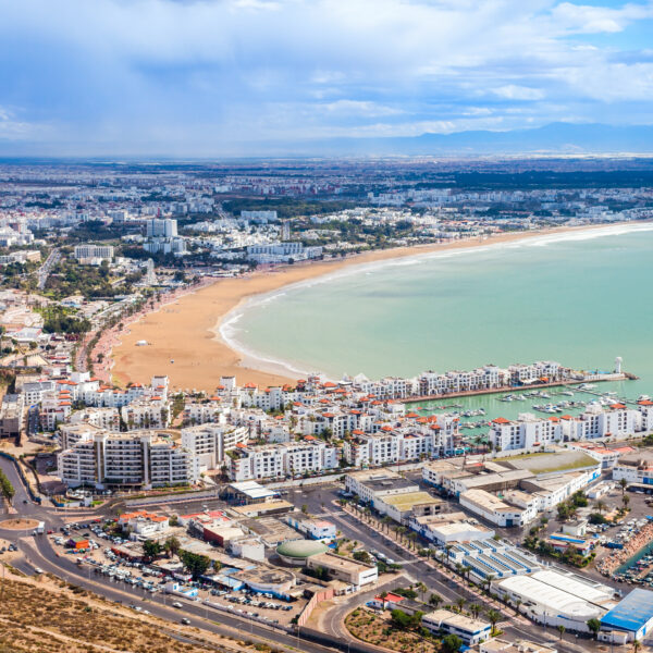 Agadir panoramic view of the city and beach from the Kasbah hill, Morocco