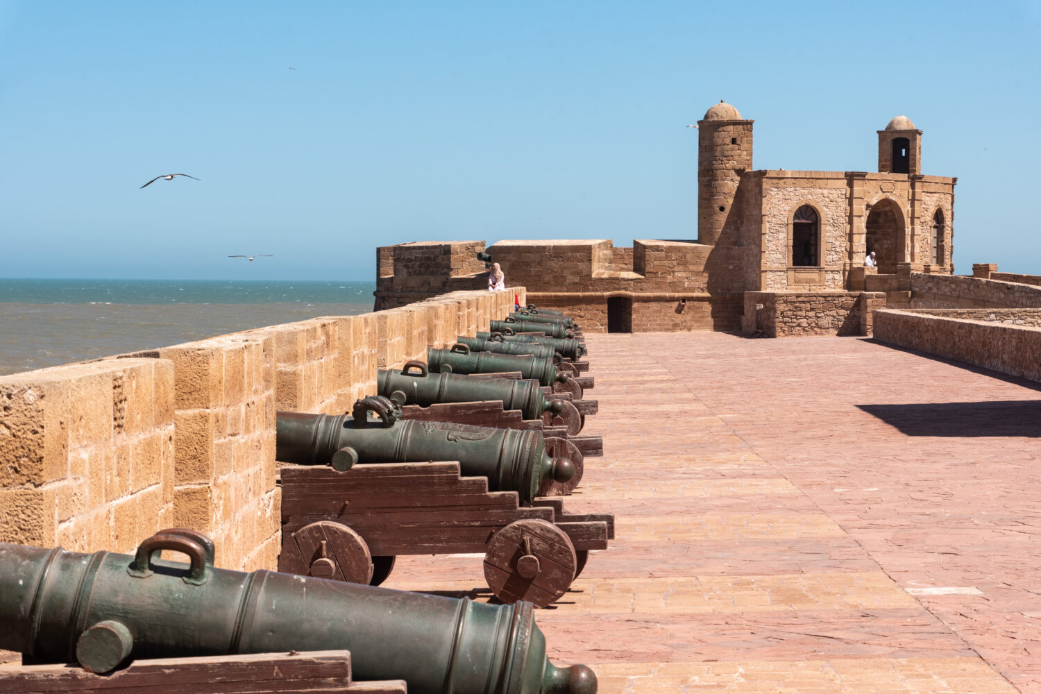 Historic ramparts and cannons at the Skala of Essaouira, Morocco