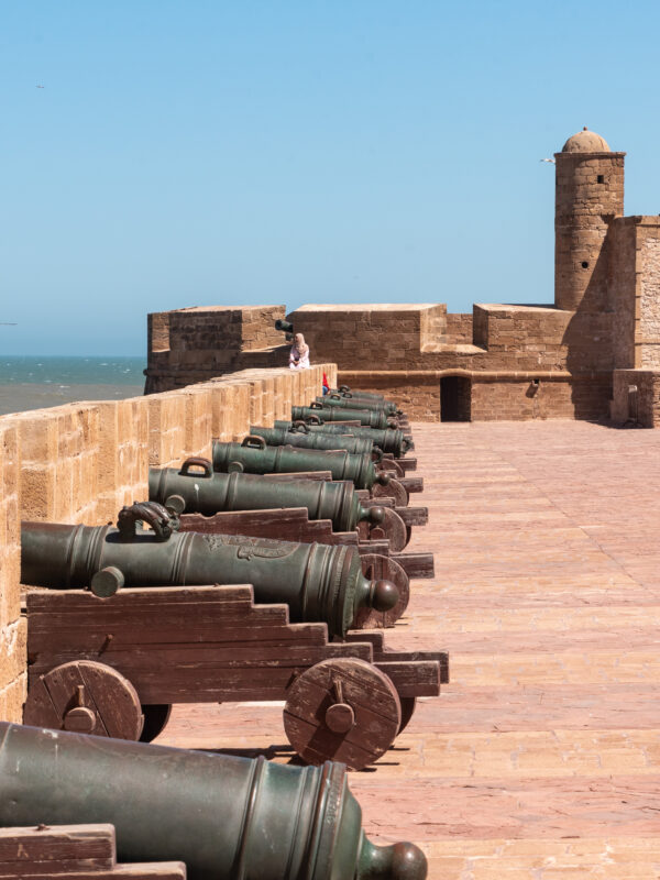 Historic ramparts and cannons at the Skala of Essaouira, Morocco