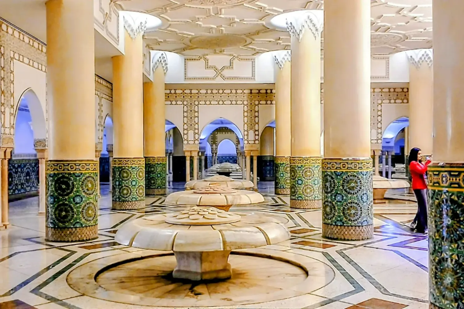 Ablution hall Hassan II Mosque Casablanca Morocco during 9 day cultural tour from Casablanca