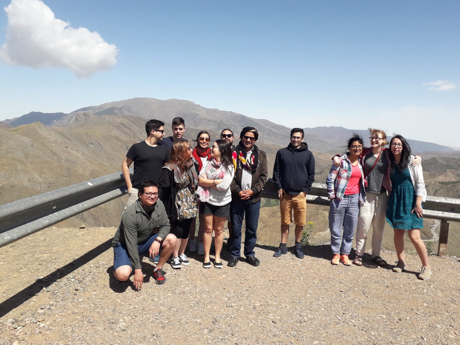 Tourists enjoying their trip in the Atlas Mountains, showing that Morocco is a safe and welcoming country for travelers.