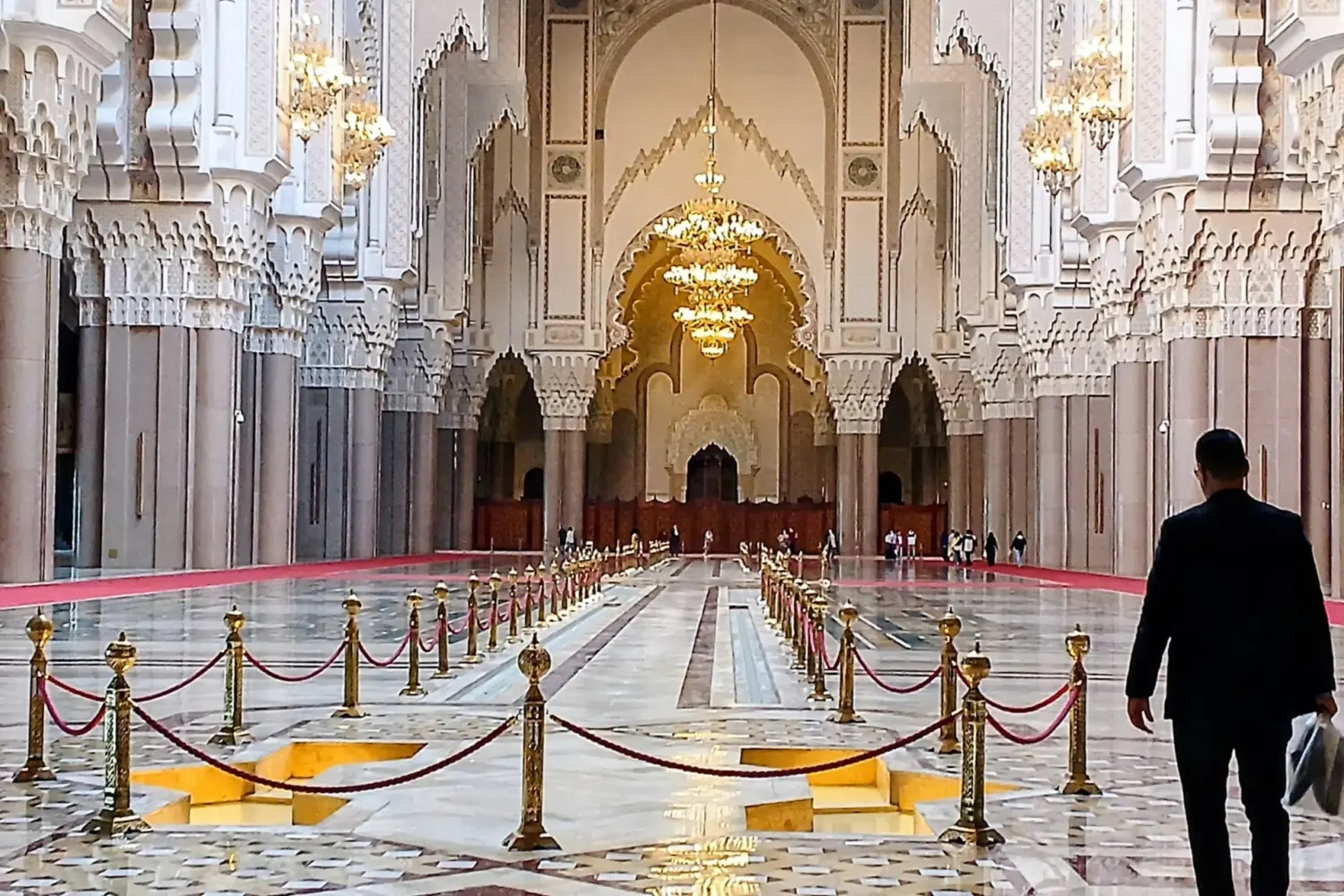 Interior Hassan II Mosque prayer hall Casablanca Day Trip from Marrakech to Casablanca