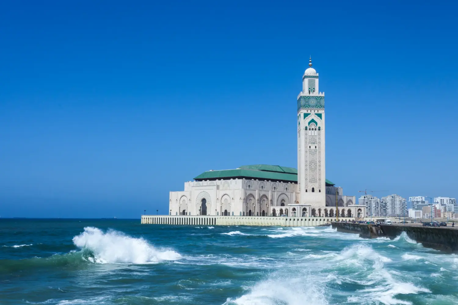Hassan II Mosque by the ocean Casablanca during 9 day cultural tour from Casablanca