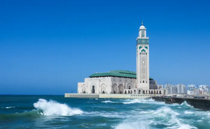 Hassan II Mosque by the ocean Casablanca during 9 day tour from Marrakech to Casablanca