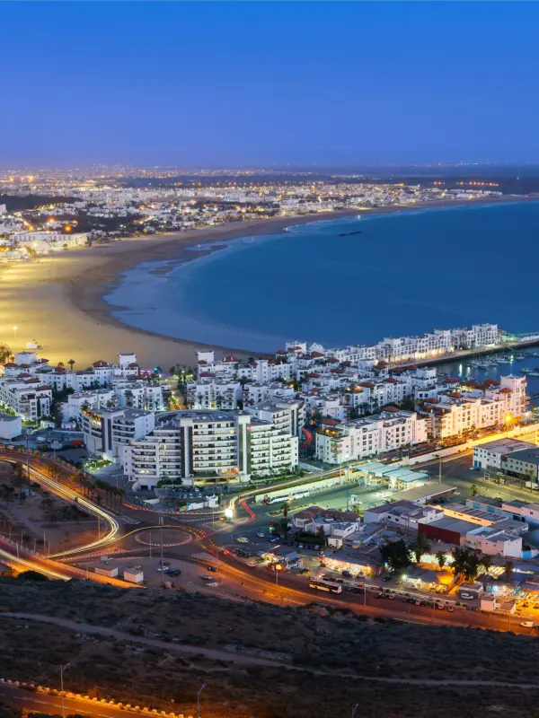 Marrakech to Agadir Private Tour – view of Agadir Morocco city and marina on the Atlantic coast