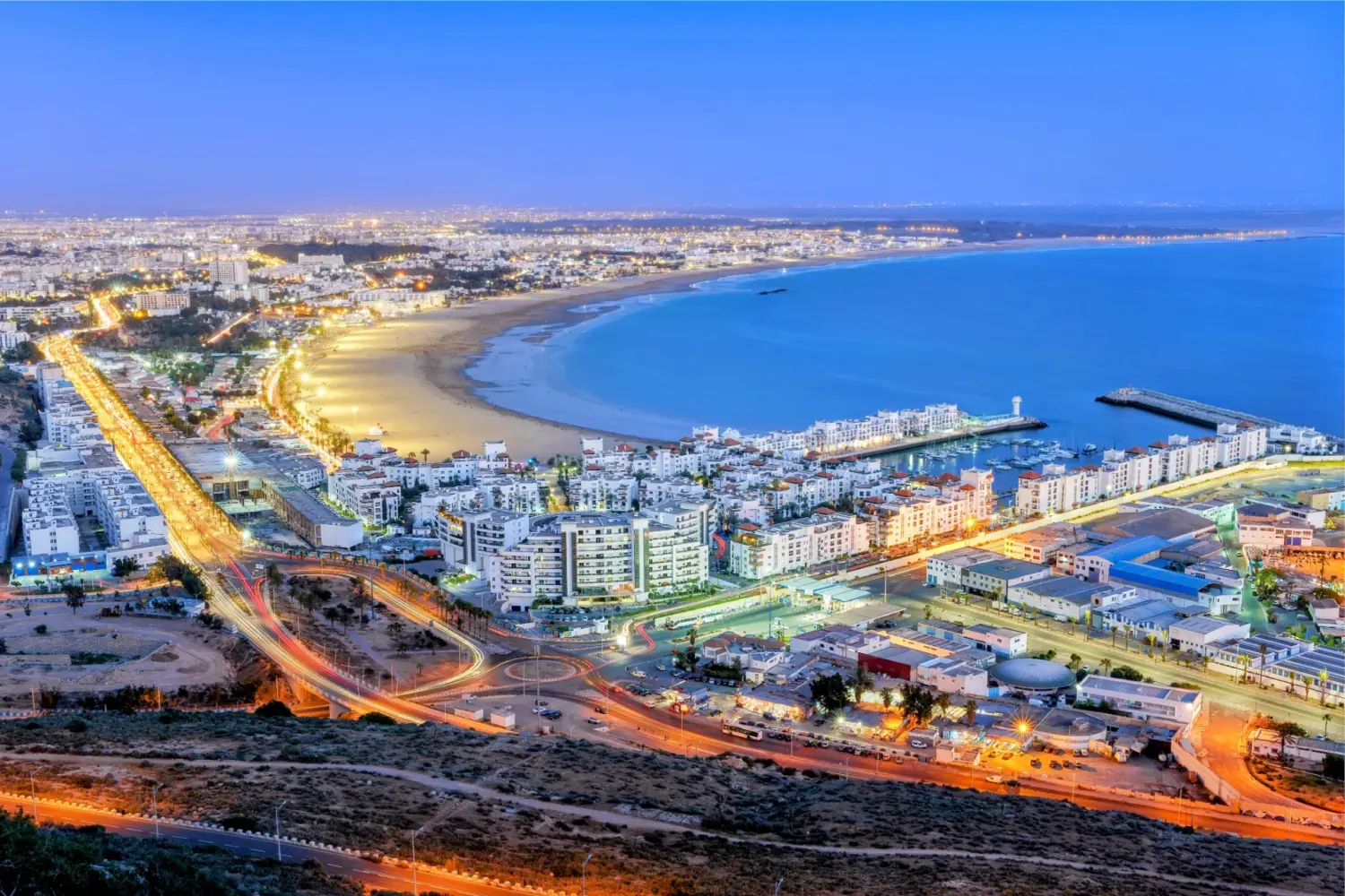 Panoramic view of Agadir beach and city Morocco Agadir day trip from Marrakech