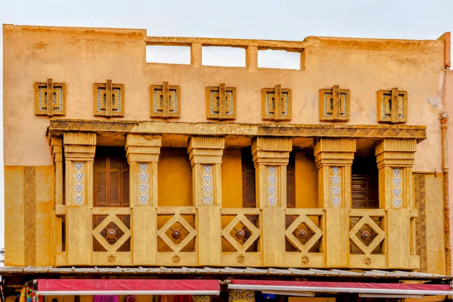 Historic Jewish building in Marrakech Mellah showcasing traditional Moroccan-Jewish architecture during 14 Day Jewish Heritage Tour in Morocco from Marrakech