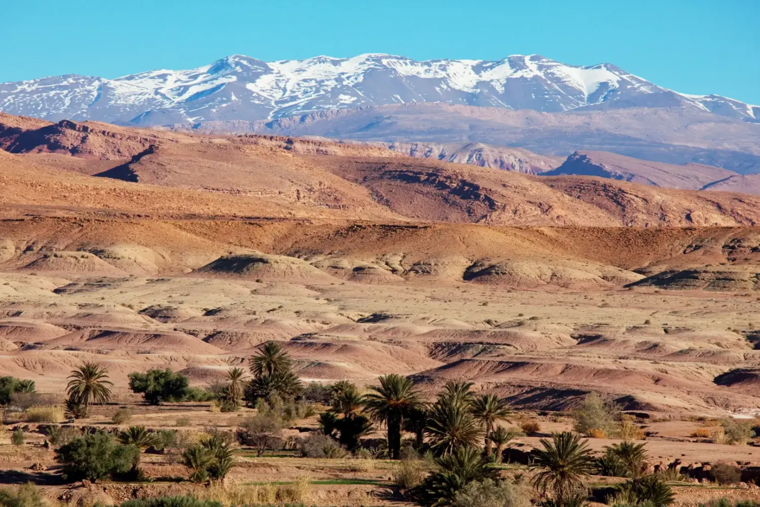 scenic view of the Atlas Mountains in Morocco during the 5-Day Marrakech Tour with Essaouira & Ourika Valley