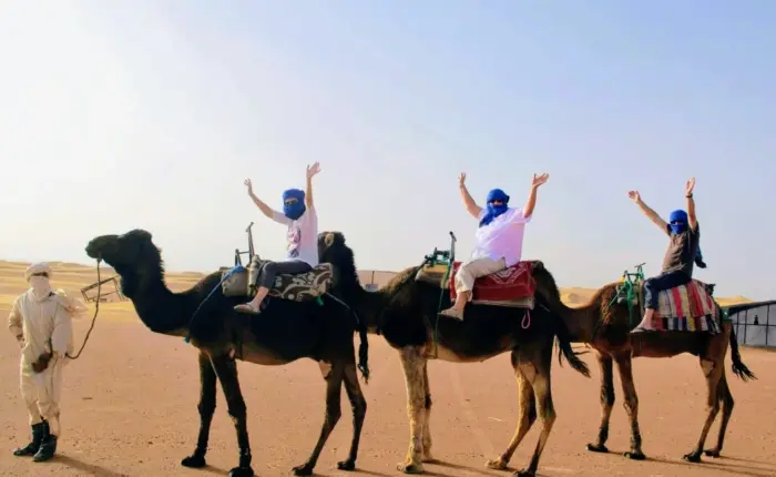 camel trekking in Merzouga desert Morocco