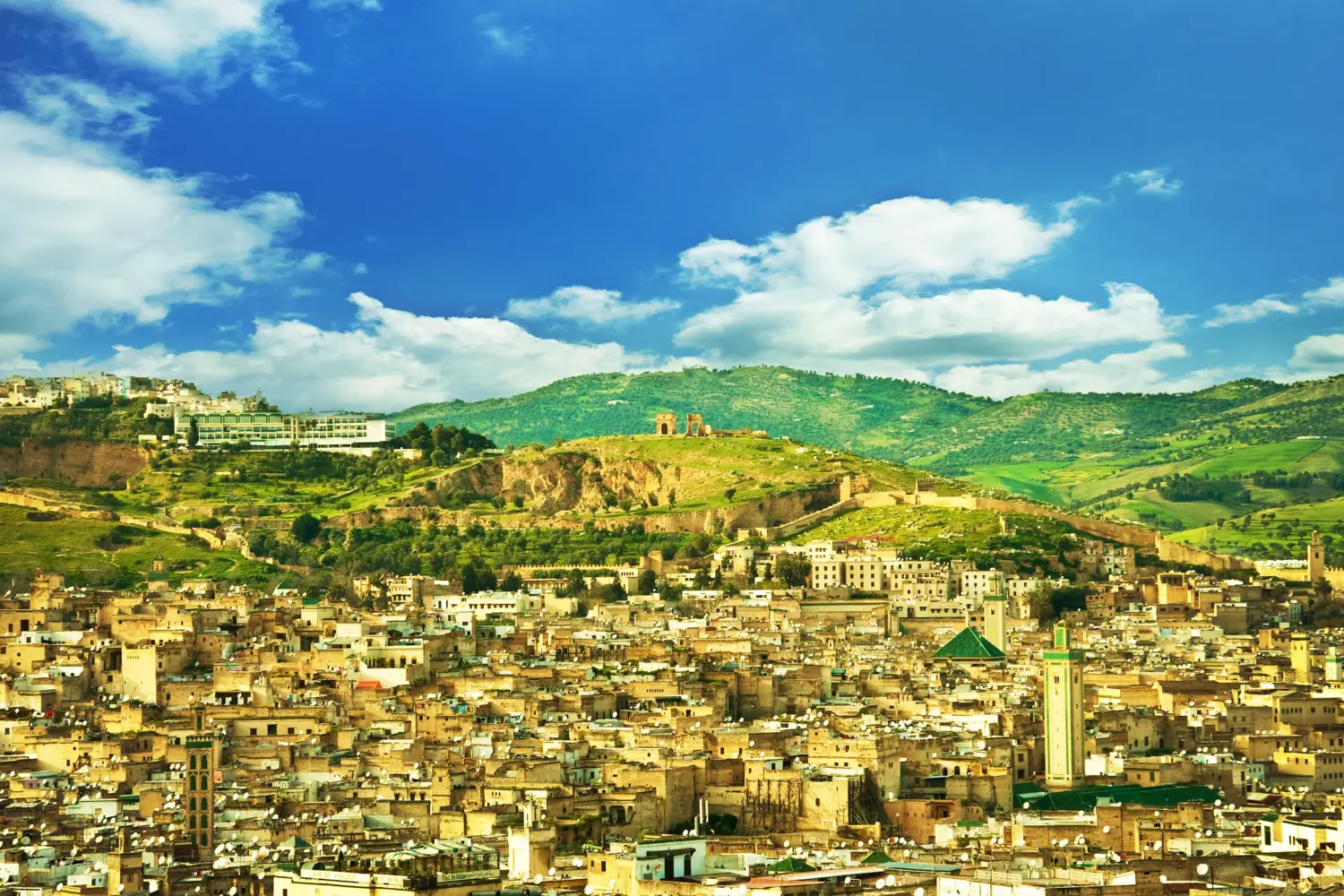Fes old medina panoramic view