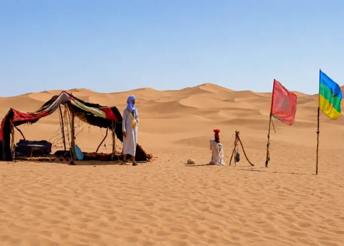 Nomad man in the heart of the Merzouga Desert sand dunes in Morocco with Morocco Marrakech Gems