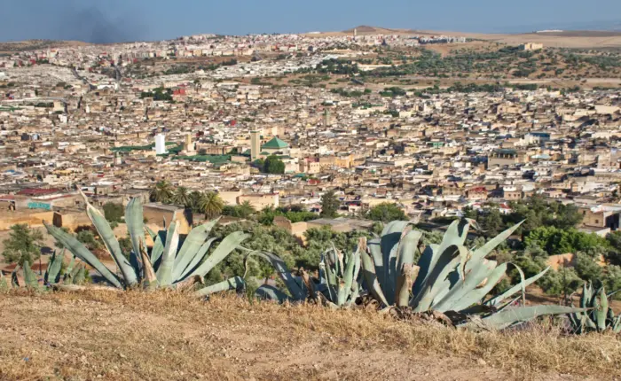 Panoramic view of Fes Medina Morocco – ancient city skyline and historic architecture