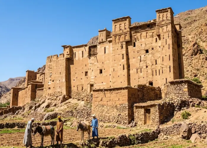 Traditional Igherm fortress near Agadir Morocco built with earthen Berber architecture