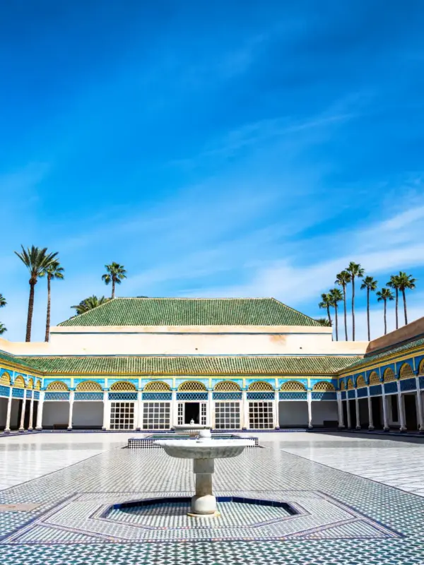 Bahia Palace courtyard with traditional Moroccan architecture in Marrakech