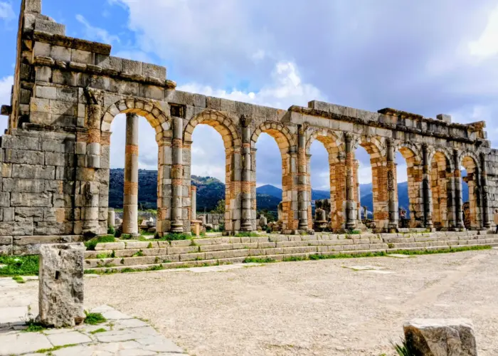 Roman arches in Volubilis ruins Morocco