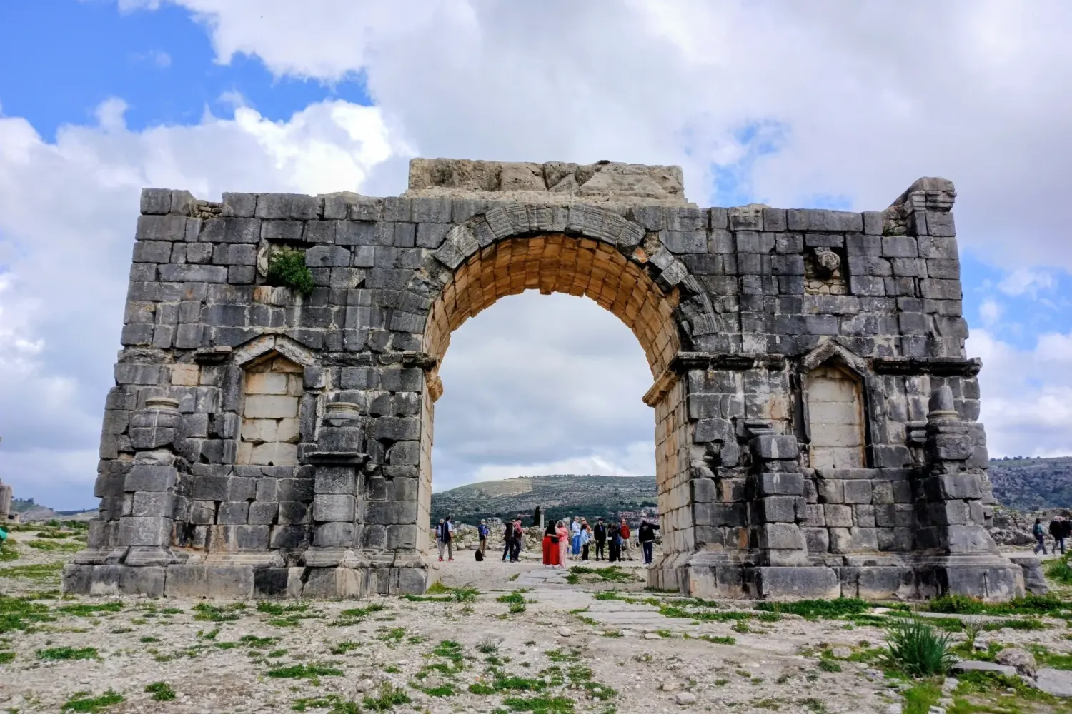 Ancient Roman gate of Volubilis Morocco