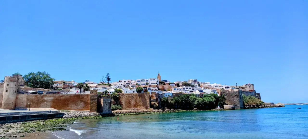 View of Kasbah des Oudayas in Rabat Morocco overlooking the Atlantic Ocean