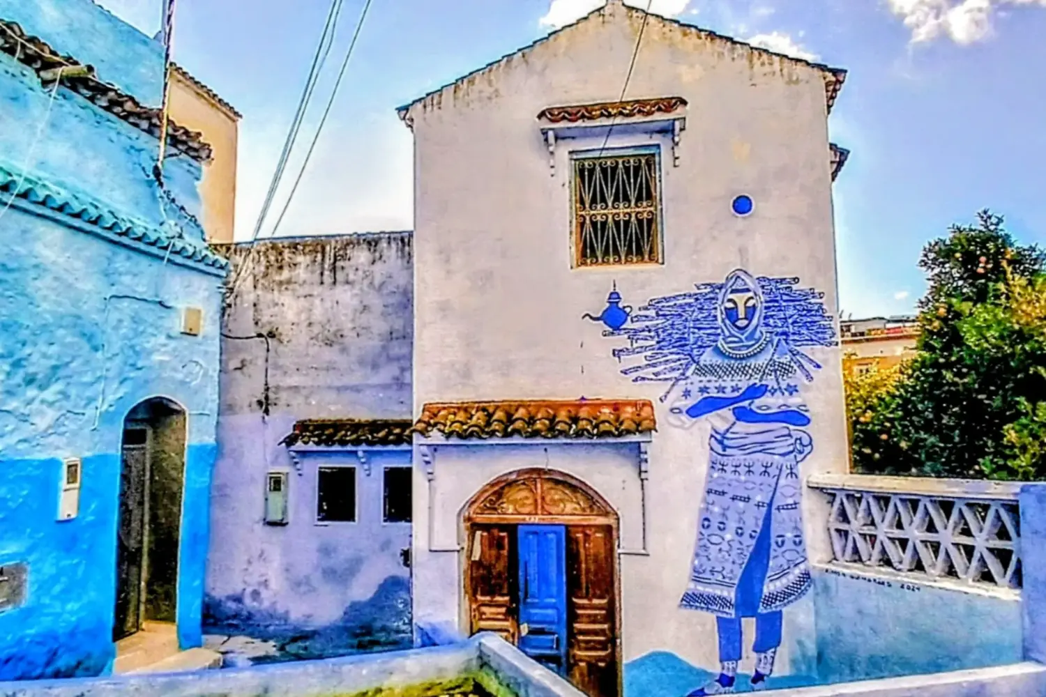 Blue house entrance in Chefchaouen medina