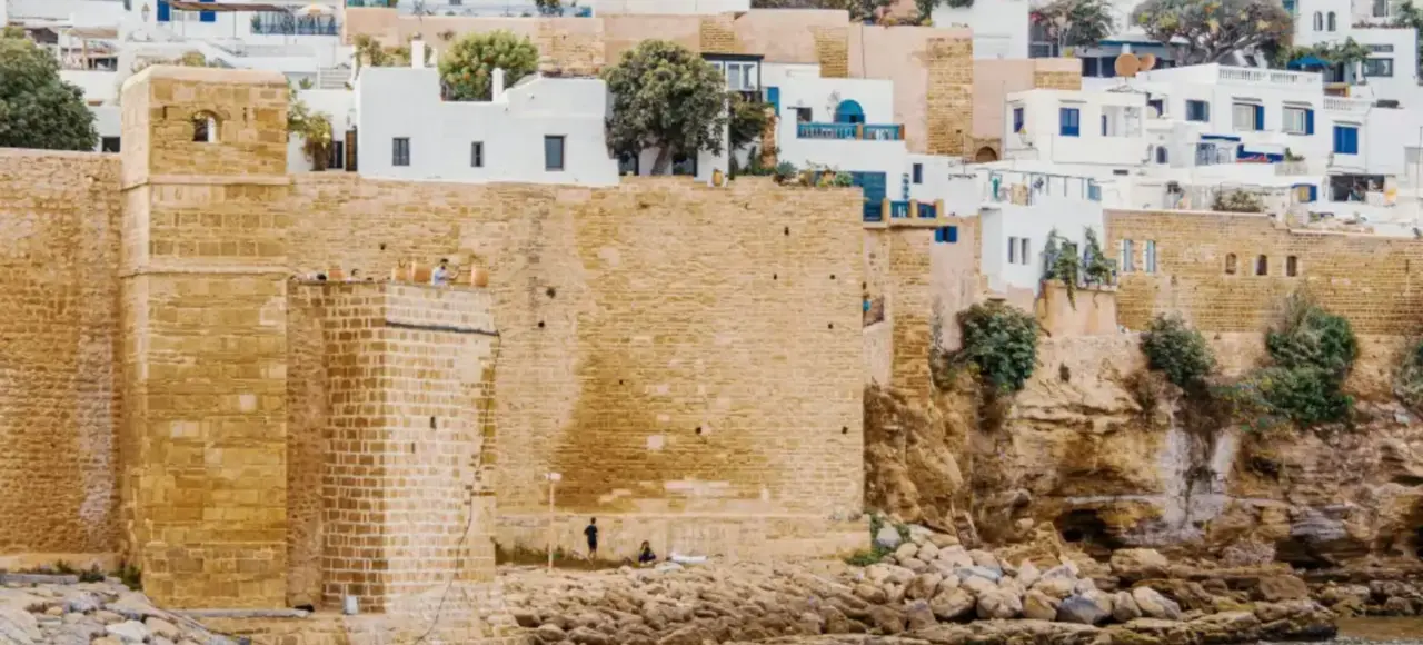 Kasbah des Oudayas Rabat Morocco historic fortress overlooking the Bou Regreg River and the Atlantic Ocean