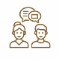 Morocco Marrakech Gems private tours of Morocco customer support icon featuring travelers and communication symbols.