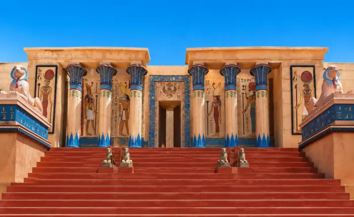 Cleopatra Film Studio set in atlas studeo in Ouarzazate Morocco during 8 Day Tour from Marrakech to Sahara Desert and Chefchaouen