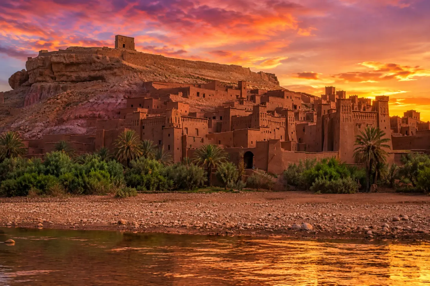 Sunset over Ait Ben Haddou Kasbah Morocco